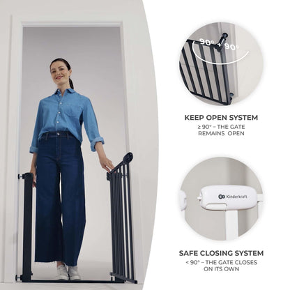 Kinderkraft LOCK&GO turvavärav, 75–103 cm, must