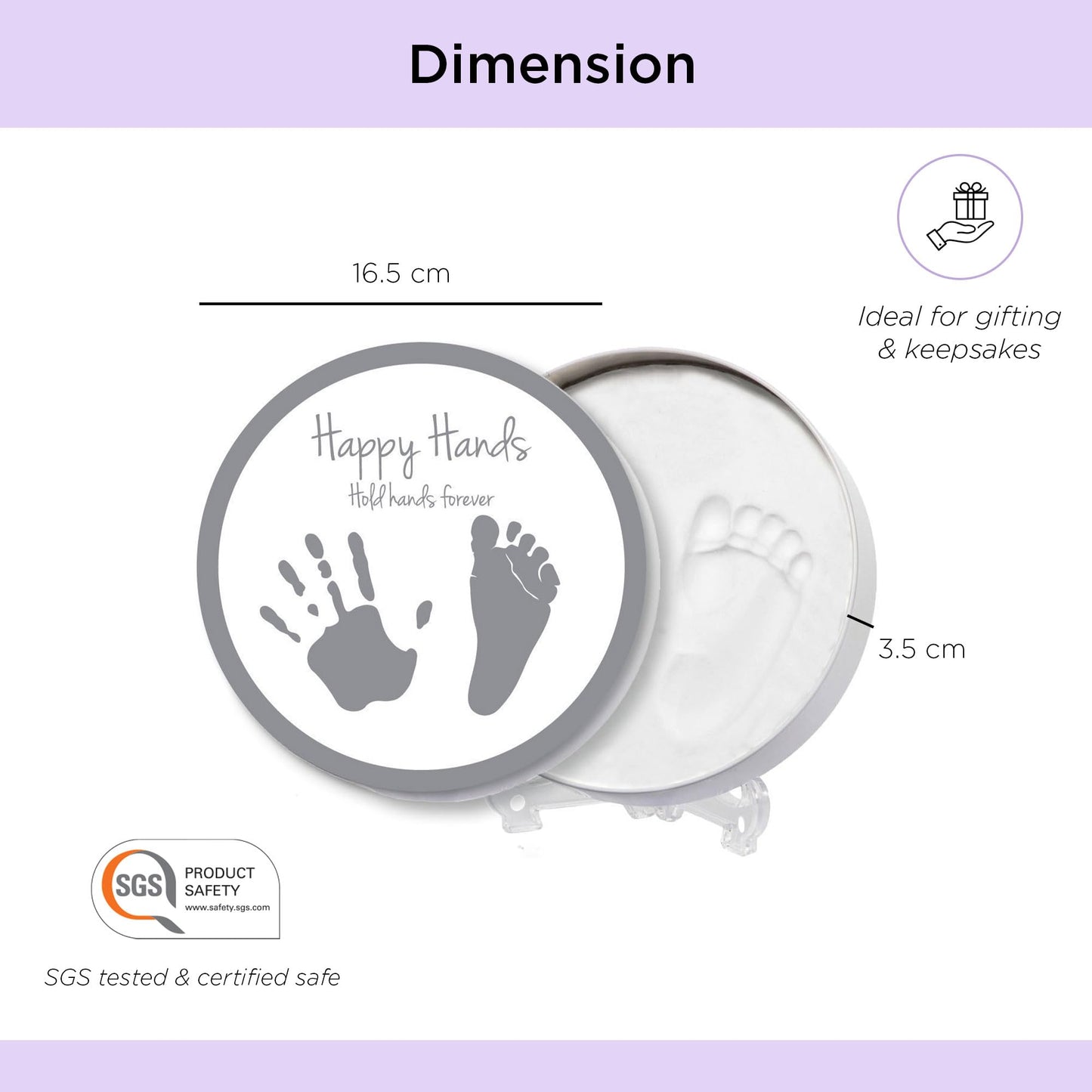 Dooky Happy Hands 2D käe- või jalajälje komplekt beebile, valge, 16,5 cm