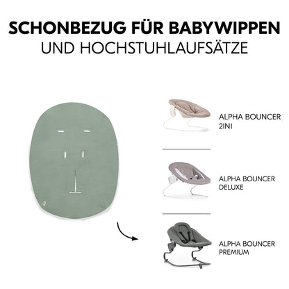 Hauck beebi lamamistooli kaitsekate Alpha Bouncer seeriale, musliinpuuvill, Sage Green