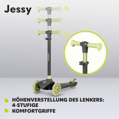 Lionelo Jessy Premium kolmerattaline laste tõukeratas LED-ratastega, roheline, 3+ aastat