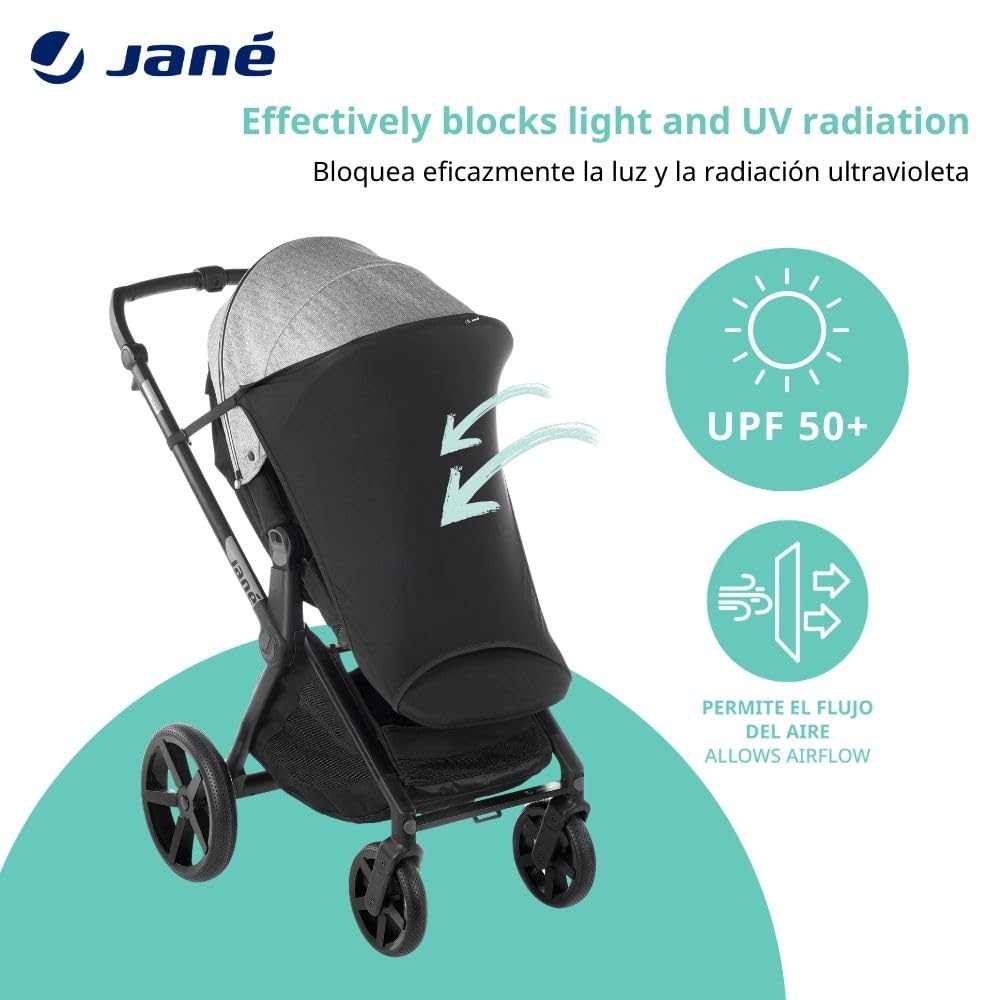 Jané universaalne päikesekaitse lapsevankrile UPF 50+, must