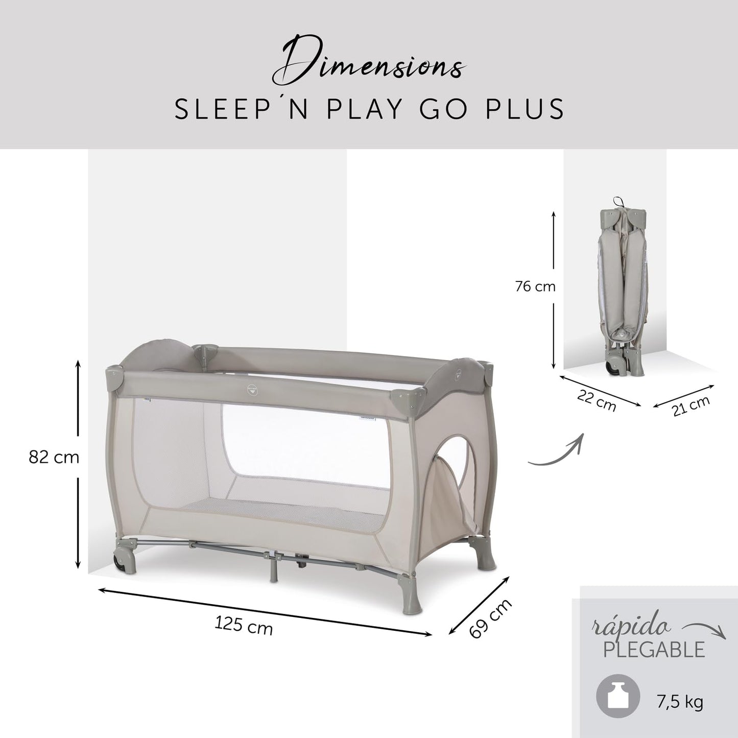 hauck Sleep N Play Go Plus reisivoodi ratastega 120 × 60 cm, Beige