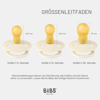 BIBS Colour lateksitutti koko 1 (0+ kk), kreeminvärinen/vaaleansininen (Vanilla/Cornflower), 2 kpl