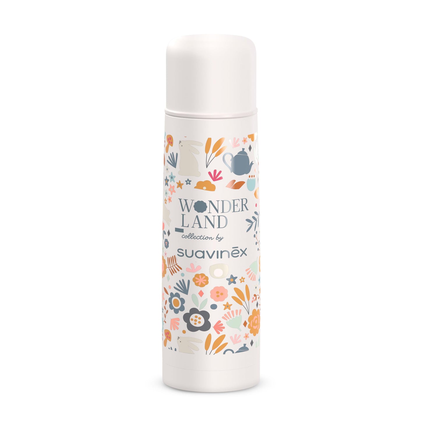 Suavinex roostevabast terasest termos 500 ml, valge (Wonderland kollektsioon)