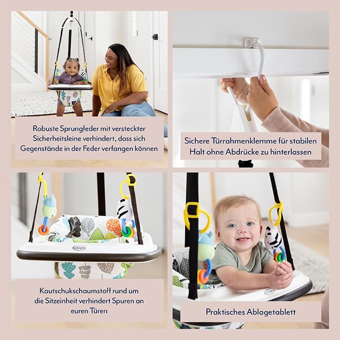 Graco Bumper Jumper™ hüppekiik uksele mänguasjadega, kuni 12 kg, värviline