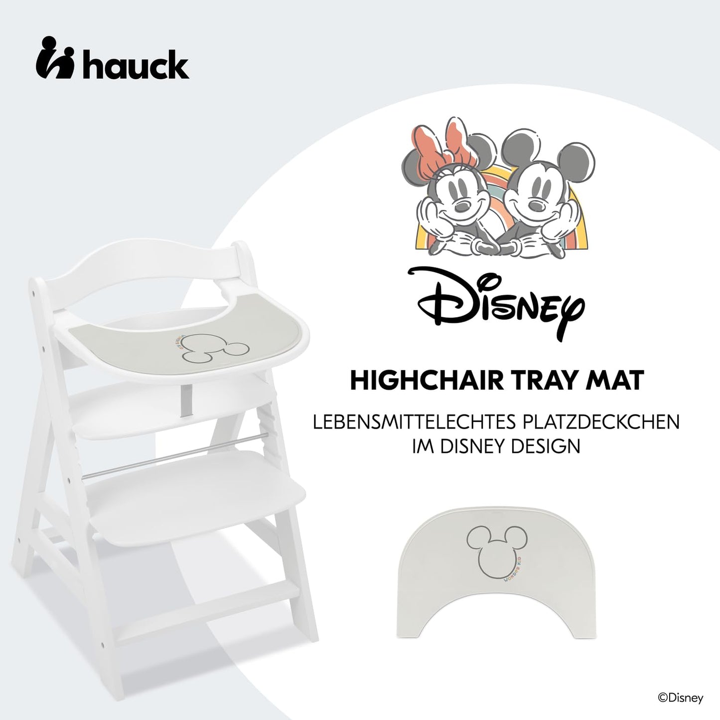 hauck silikoonmatt Mickey Light Beige Alpha Click Tray ja Arketa Click Tray jaoks