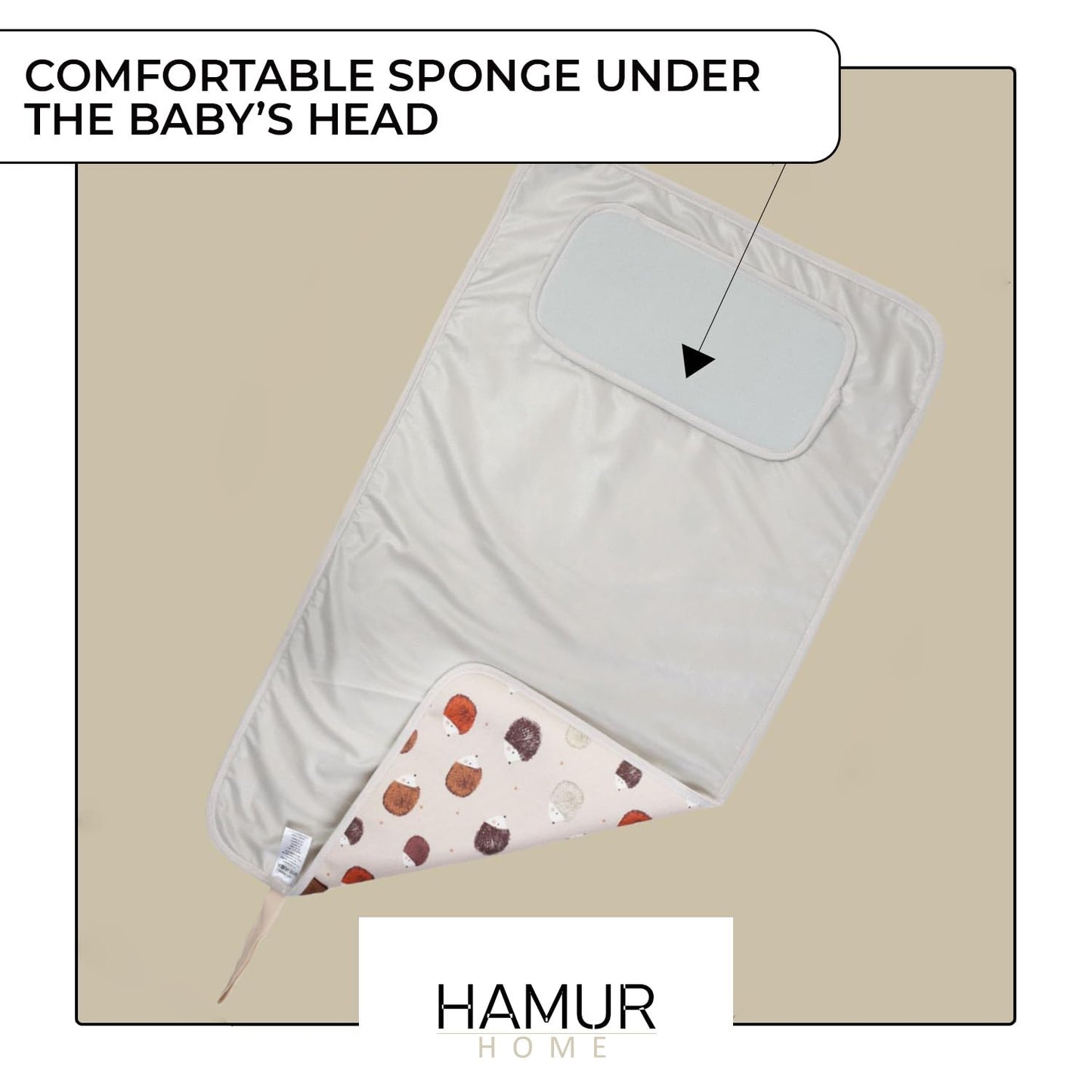 HAMUR HOME kokkupandav veekindel mähkimisalus 40 × 70 cm – siil