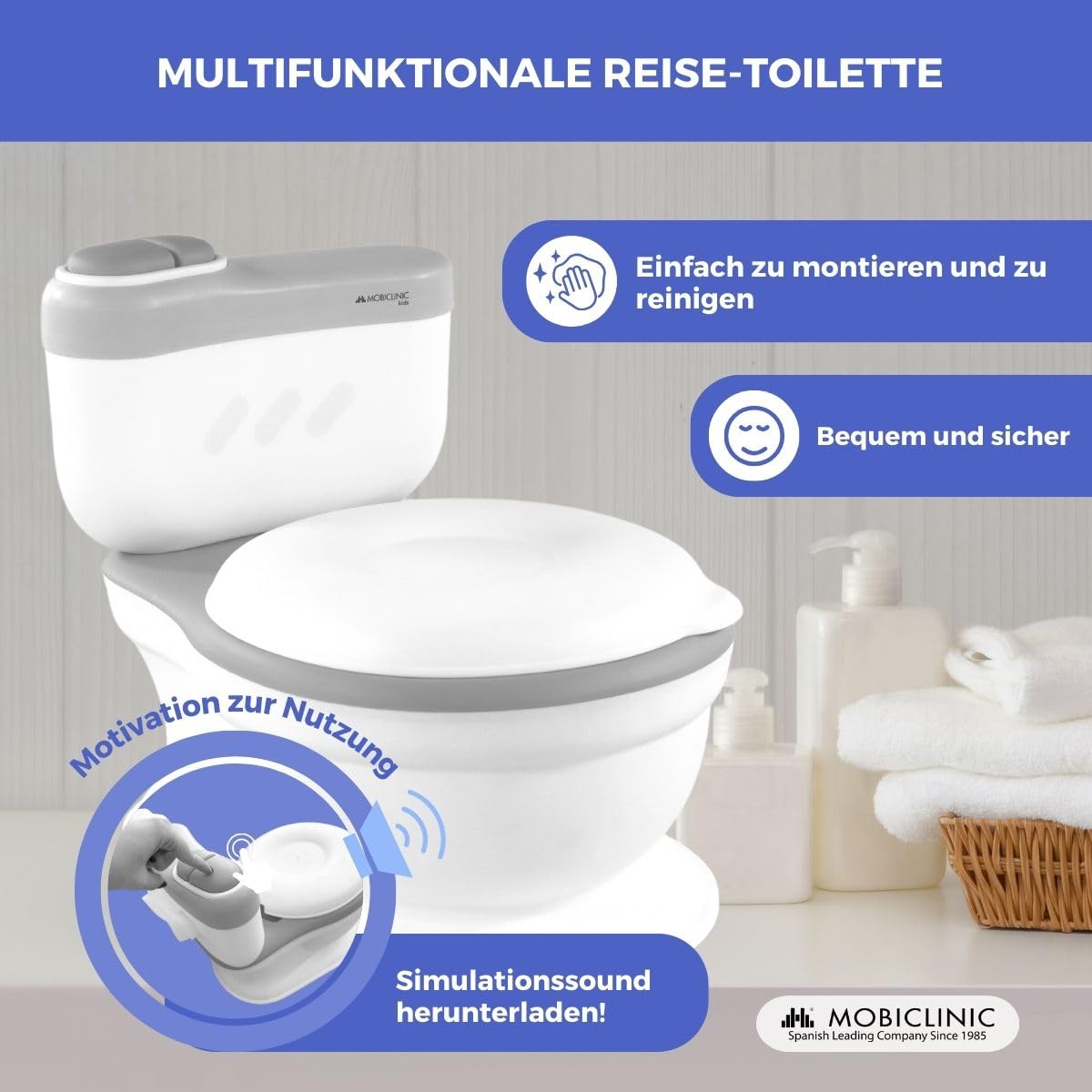 Mobiclinic ToiKid laste pott heliefektiga ja kaanega (1–3 a)