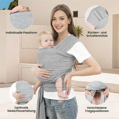 AOOWU kantoliina vauvalle, vaaleanharmaa, vastasyntyneestä 15 kg asti