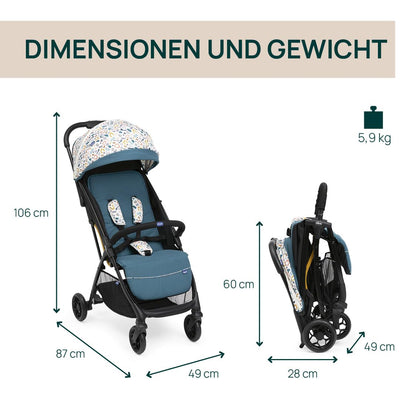 Chicco Glee jalutuskäru, Joyful Teal, 0 kuud kuni 4 aastat