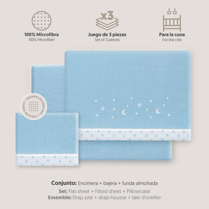 Interbaby voodipesukomplekt beebivoodile 60 x 120 cm, sinine, 3-osaline, 30204-01