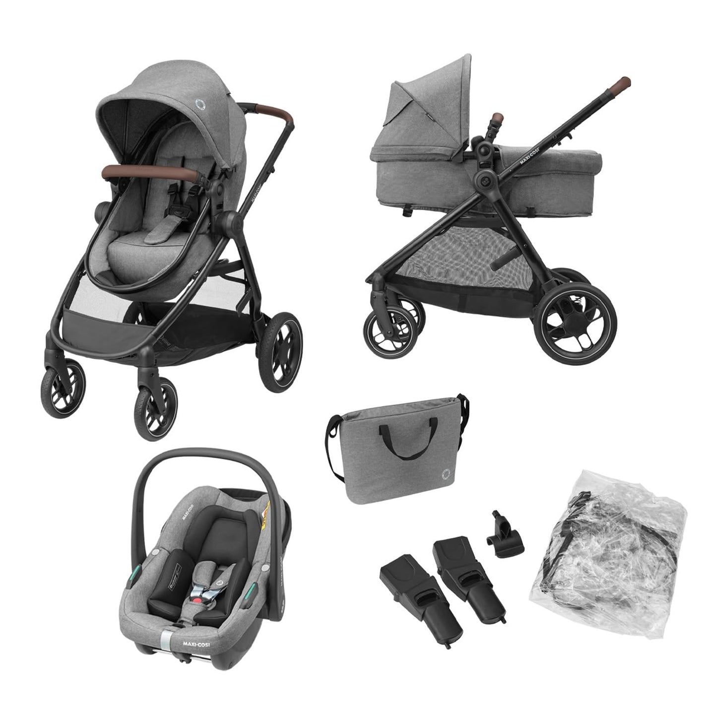 Maxi-Cosi Zelia S Trio 3-ühes vankrikomplekt, helehall