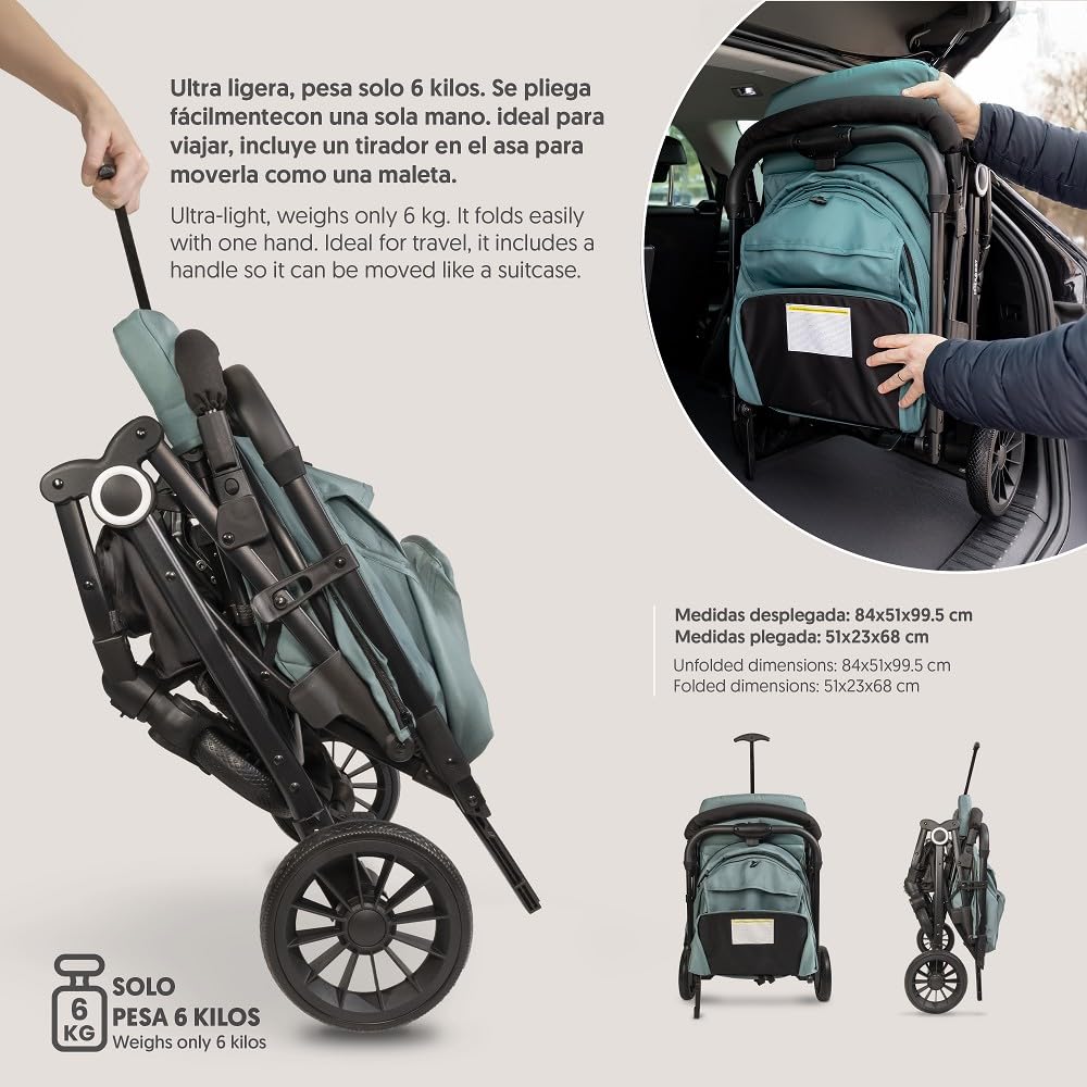 Interbaby Voyage jalutuskäru sünnist kuni 22 kg, kokkupandav – roheline