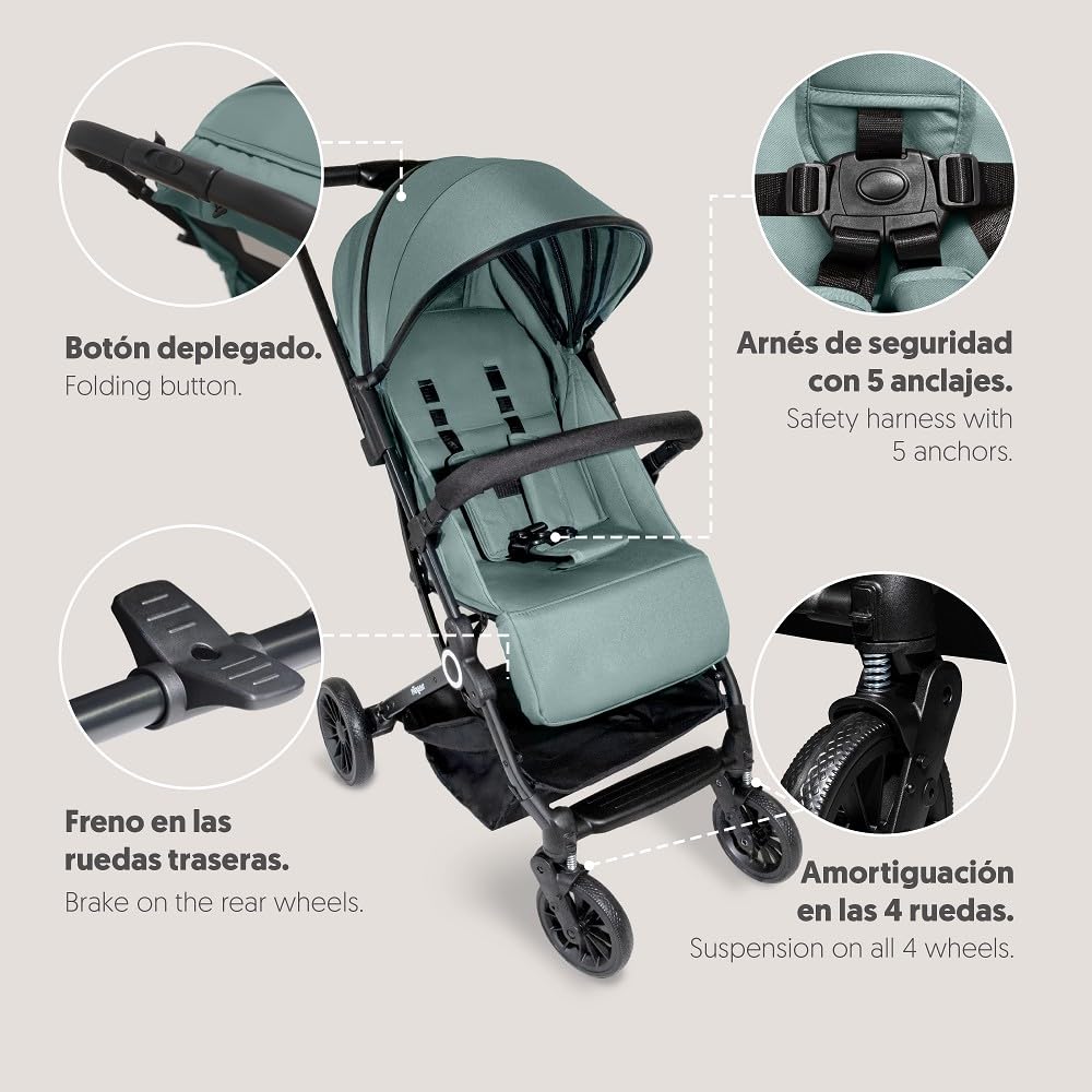 Interbaby Voyage jalutuskäru sünnist kuni 22 kg, kokkupandav – roheline