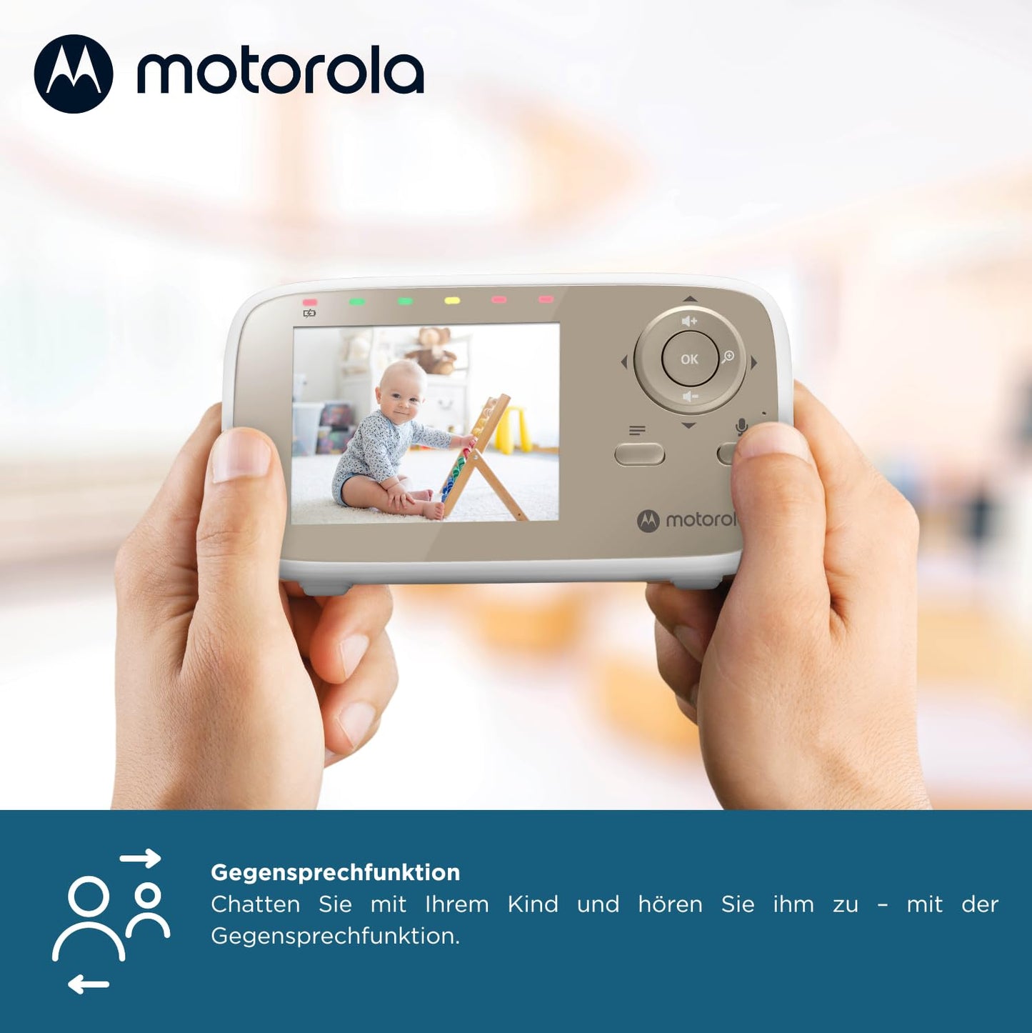 Motorola Nursery VM483 beebimonitor 2,8-tollise kaamera, öönägemise ja temperatuurinäiduga