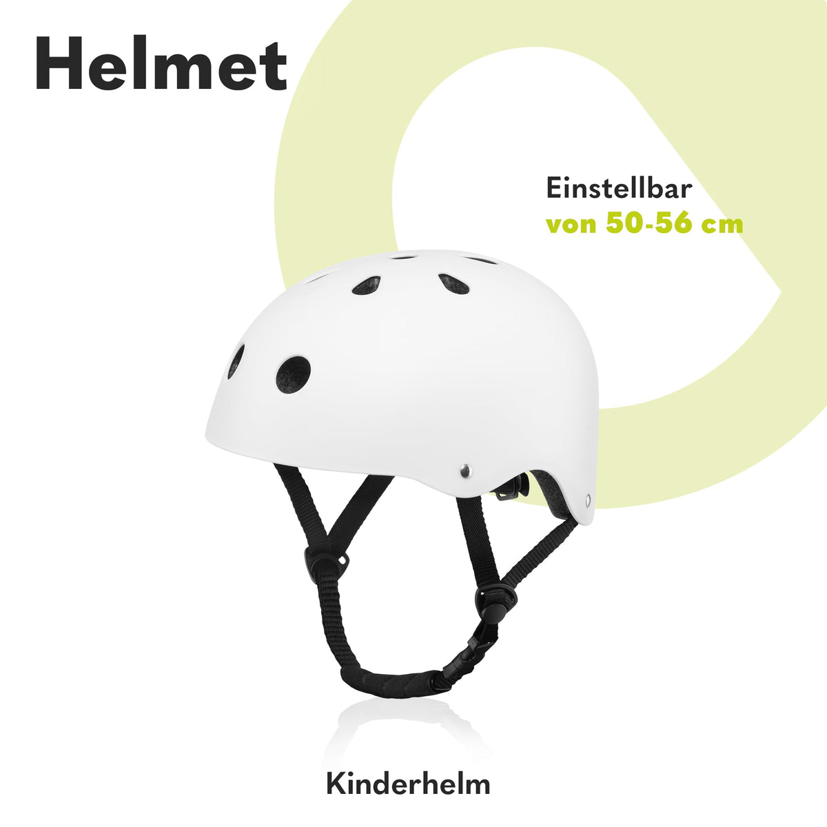 Lionelo Helmet lasten kypärä, säädettävä 50-56 cm, leukasuojalla, valkoinen