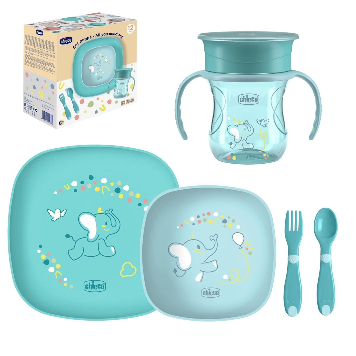 Chicco söögikomplekt Perfect Cup, 12M+, helesinine