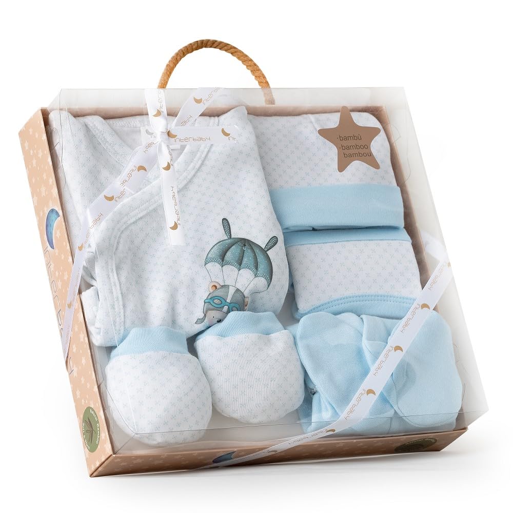 Interbaby beebi kinkekomplekt 5-osaline, langevarjumustriga, sinine