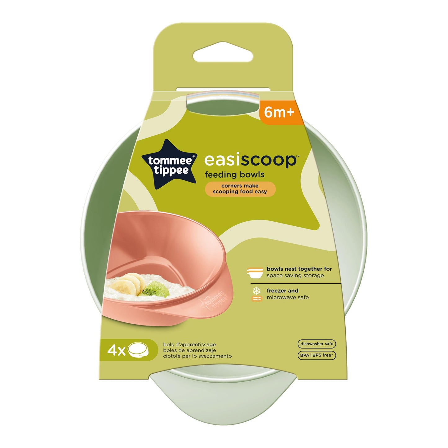 Tommee Tippee EasiScoop beebi söögikausid kolmnurkse põhjaga, 4 tk (6+ kuud)