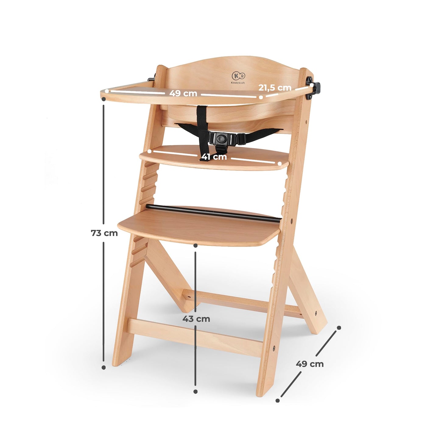 Kinderkraft ENOCK 3-in-1 puidust söögitool, puit