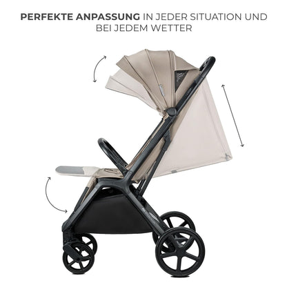 Kinderkraft LOOM kompaktne ja kerge jalutuskäru, automaatne kokkupanek, beige
