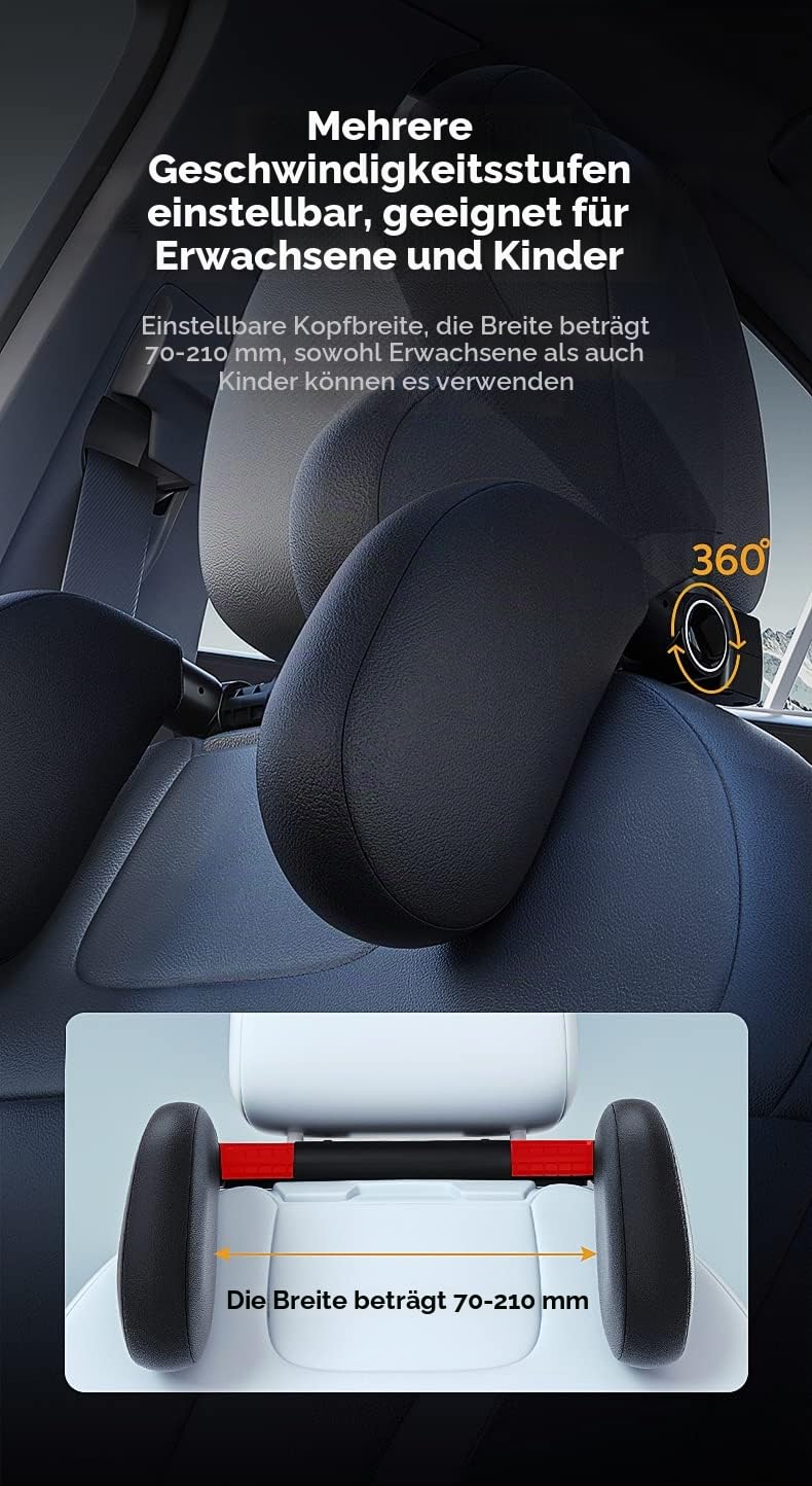 ZOKOE auto peatoe- ja kaelatugi, must, 1 minutiga paigaldatav