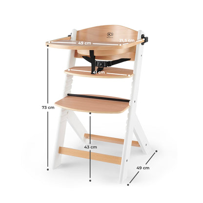 Kinderkraft ENOCK 3-in-1 puidust söögitool, puit ja valge