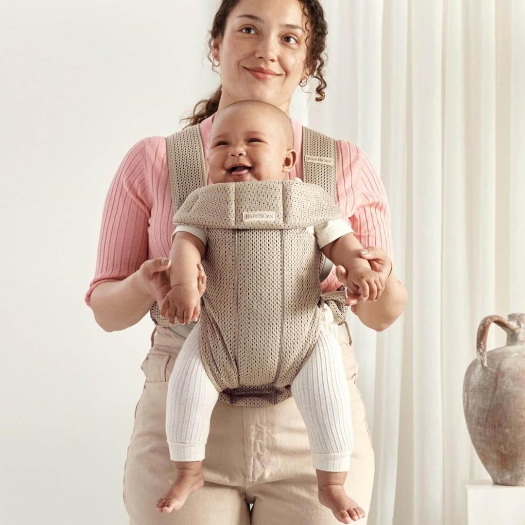 BabyBjörn Baby Carrier Mini kandekott, 3D Mesh, hall-beež