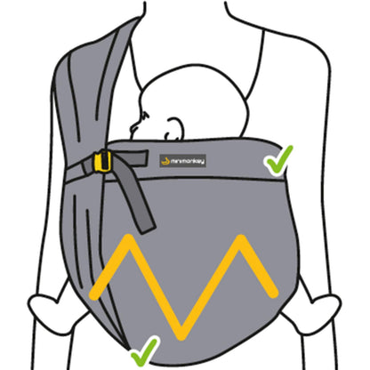 Minimonkey Mini Sling Grey kandekott, 0–2 a, M-asend