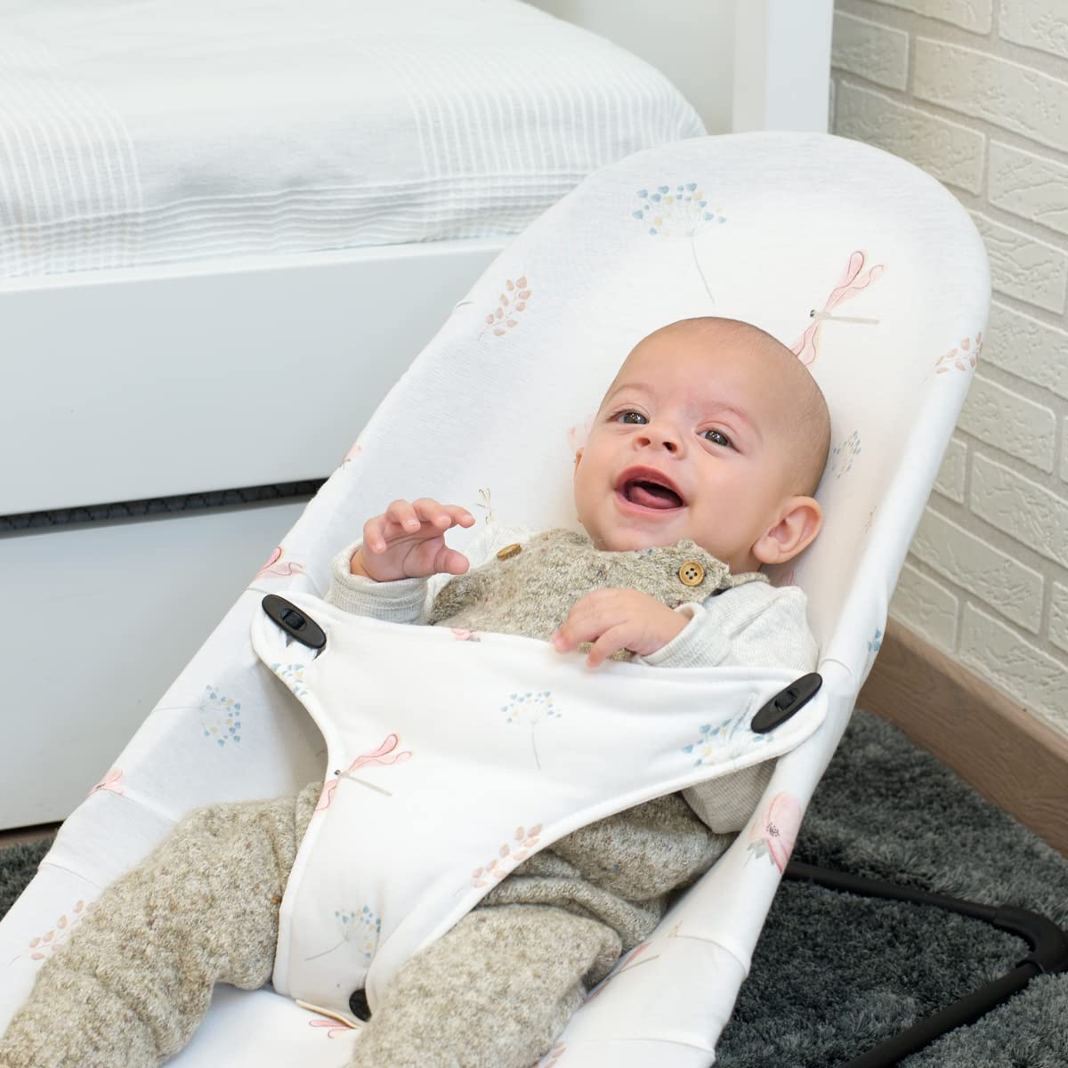 JYOKO puuvillainen vaihtopäällinen BabyBjörn-sittereihin Bliss, Balance, Soft, sudenkorentokuviolla (Dragonfly)