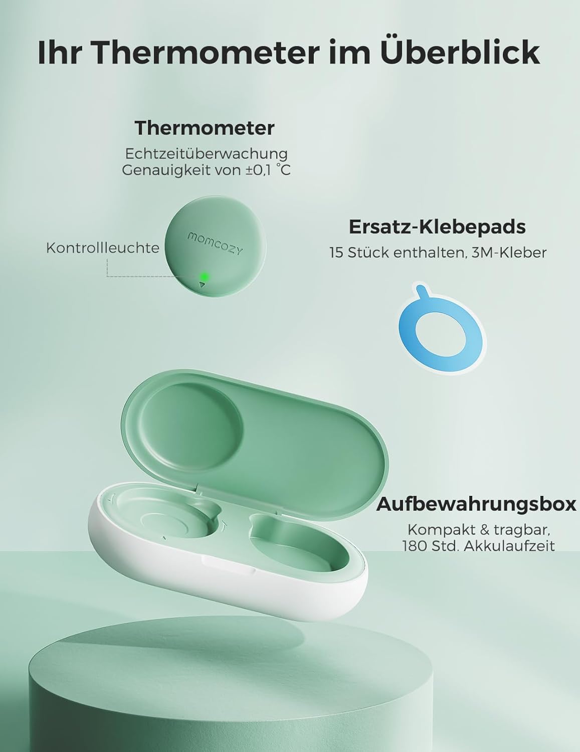 Momcozy beebitermomeeter, digitaalne nutirakendusest jälgitav, 180h aku