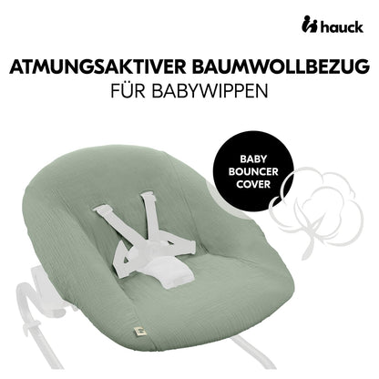Hauck beebi lamamistooli kaitsekate Alpha Bouncer seeriale, musliinpuuvill, Sage Green