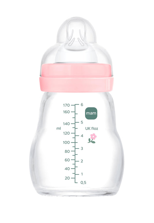 MAM Feel Good klaasist lutipudel, 170 ml, roosa, 0-2 kuud