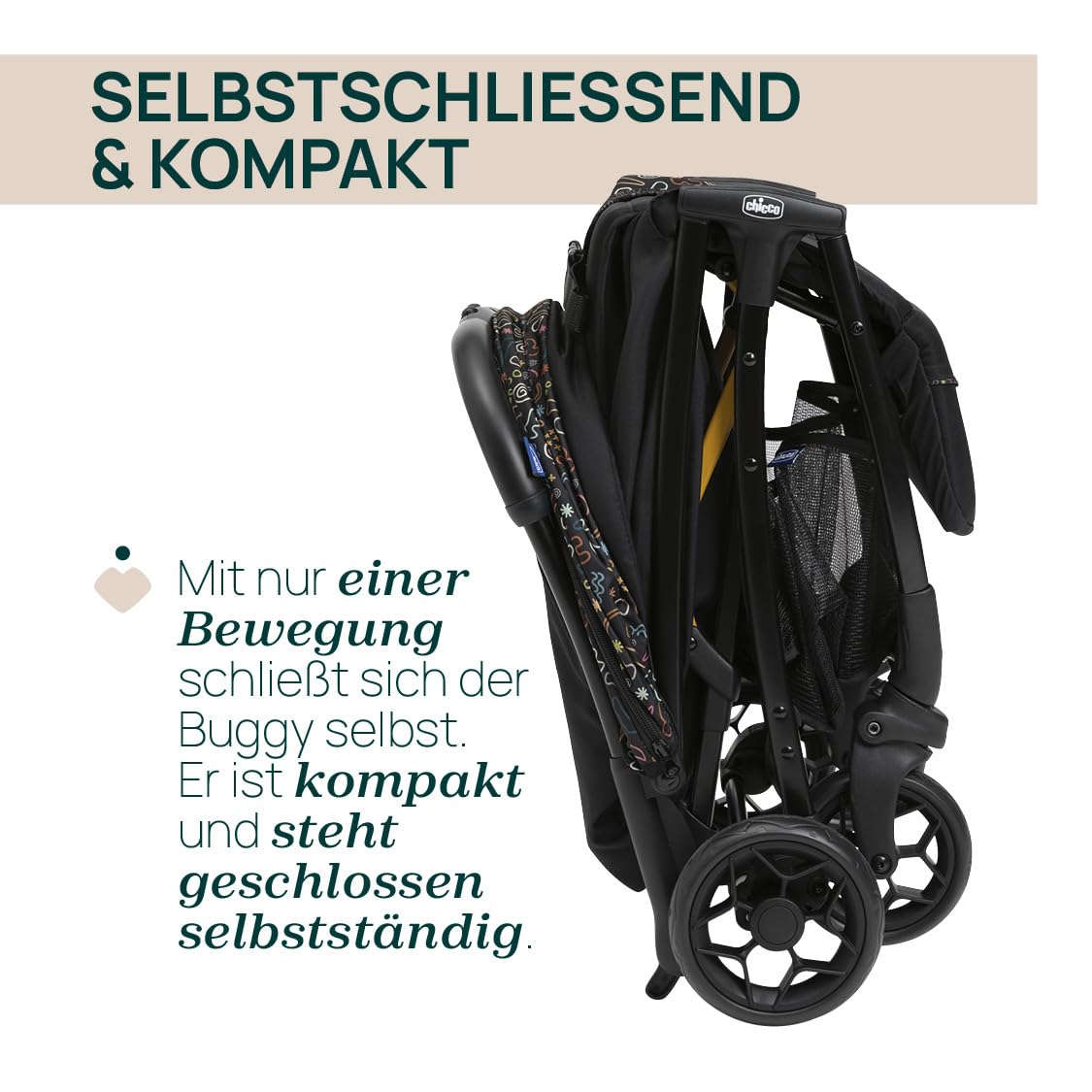 Chicco Glee jalutuskäru, must värvilise mustriga (Playful Black), kuni 22 kg