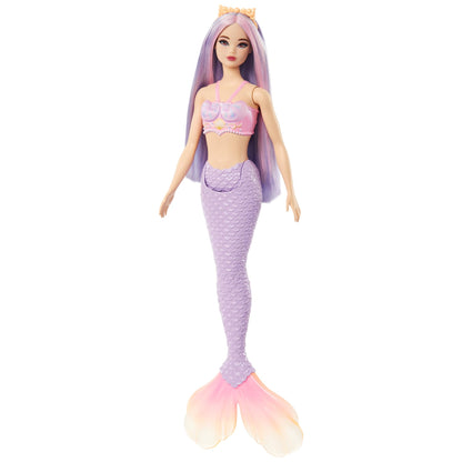 Barbie merineitsiga nukk lavendlililla saba ja roosakas-lilla juuksevärviga