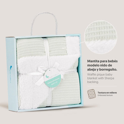 Interbaby beebitekk 80 × 110 cm – puuvill ja pehme borreguillo, münt