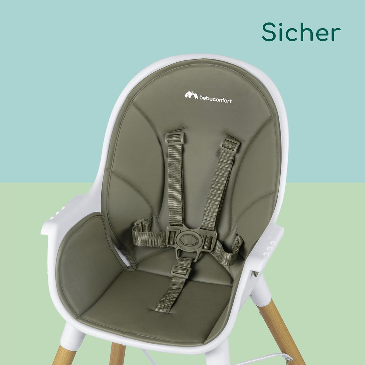 Bebeconfort Avista 2-in-1 söögitool, polstriga ja lauaplaadiga, roheline (Mineral Green), alates 6 kuust, kuni 30 kg