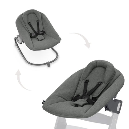 hauck Alpha Bouncer Premium Dark Grey, 2-ühes beebikiik ja söögitooli lisatarvik, sünnist kuni 9 kg