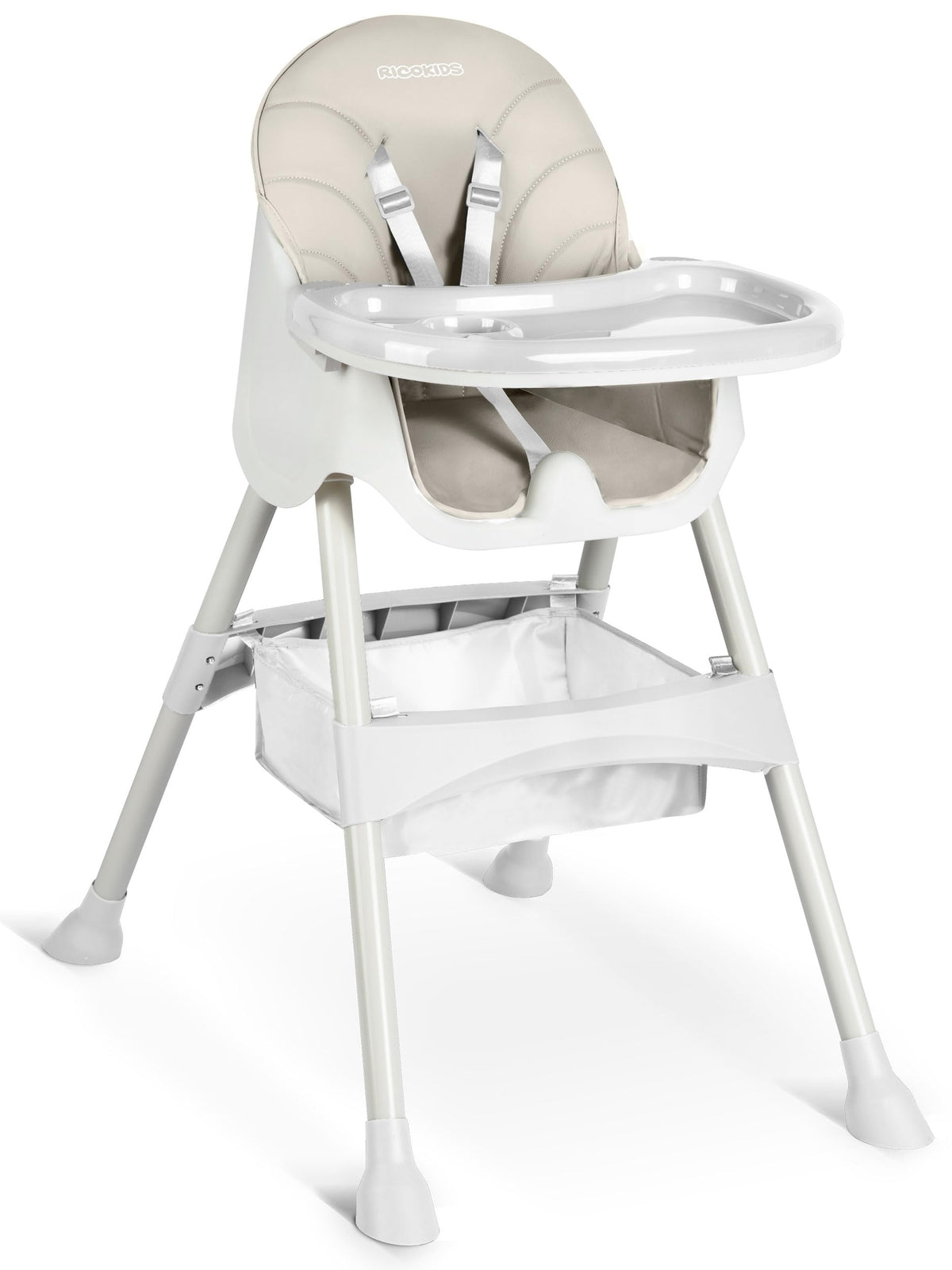 Ricokids syöttötuoli 3in1 6+ kk, kokoontaitettava, korkeussäädettävä, harmaa