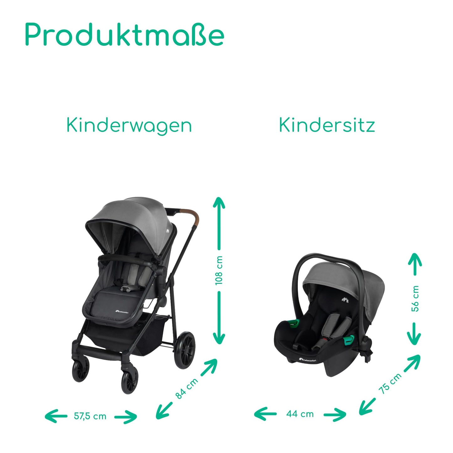 Bebeconfort Haze Trio 3-in-1 vankrikomplekt, Tinted Stone, 0–4 a, kuni 22 kg