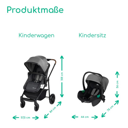 Bebeconfort Haze Trio 3-in-1 vankrikomplekt, Tinted Stone, 0–4 a, kuni 22 kg