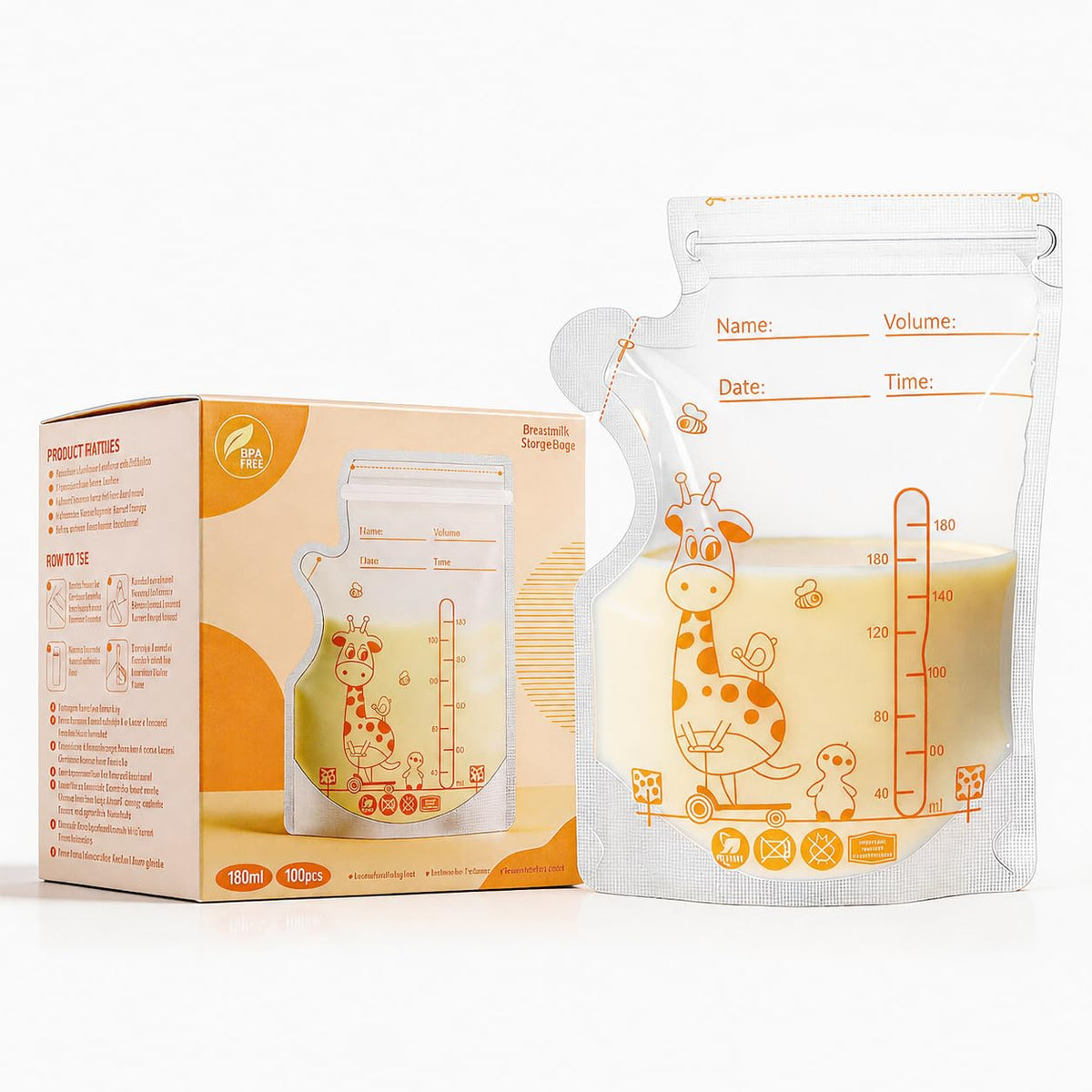 Oderra rinnapiima säilituskotid 100 tk, 180 ml, eelsteriliseeritud, kollane