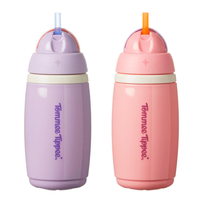 Tommee Tippee kõrrega joogitopsid 266 ml, 12+ kuud, roosa–lilla (2 tk)