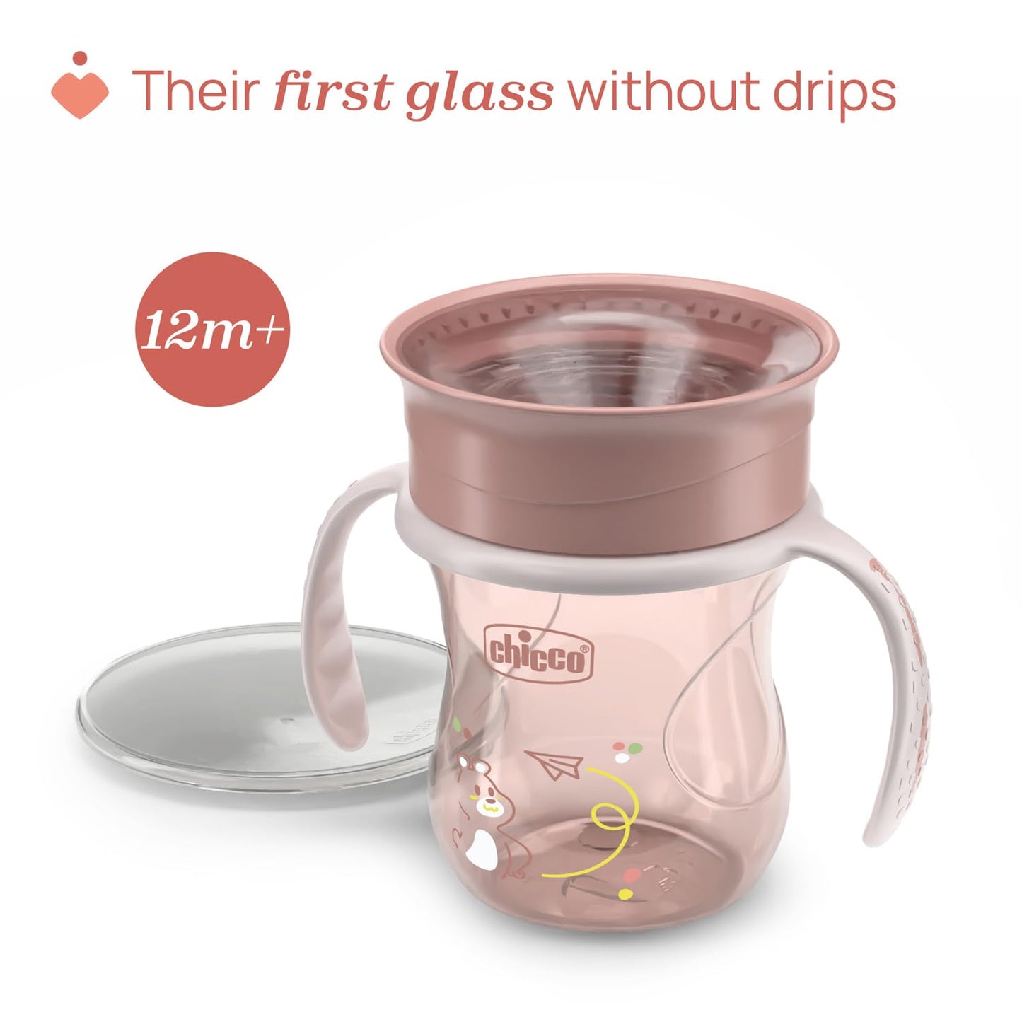 Chicco Perfect Cup Premier joogitops 360° 200 ml, roosa (12+ kuud)