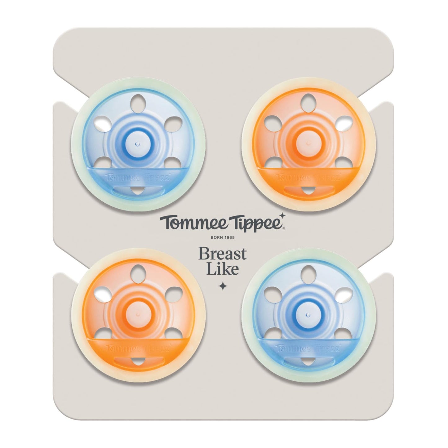 Tommee Tippee Breast-Like Night lutt vastsündinule 0–6 kuud, helendav, 4 tk