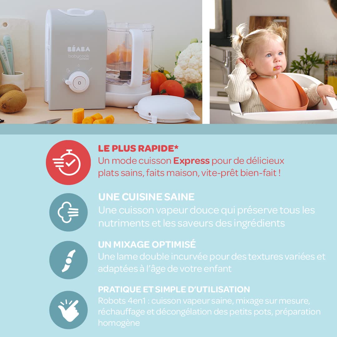 Béaba Babycook Express 4-ühes blender-auruti, 1250 ml, samet-hall