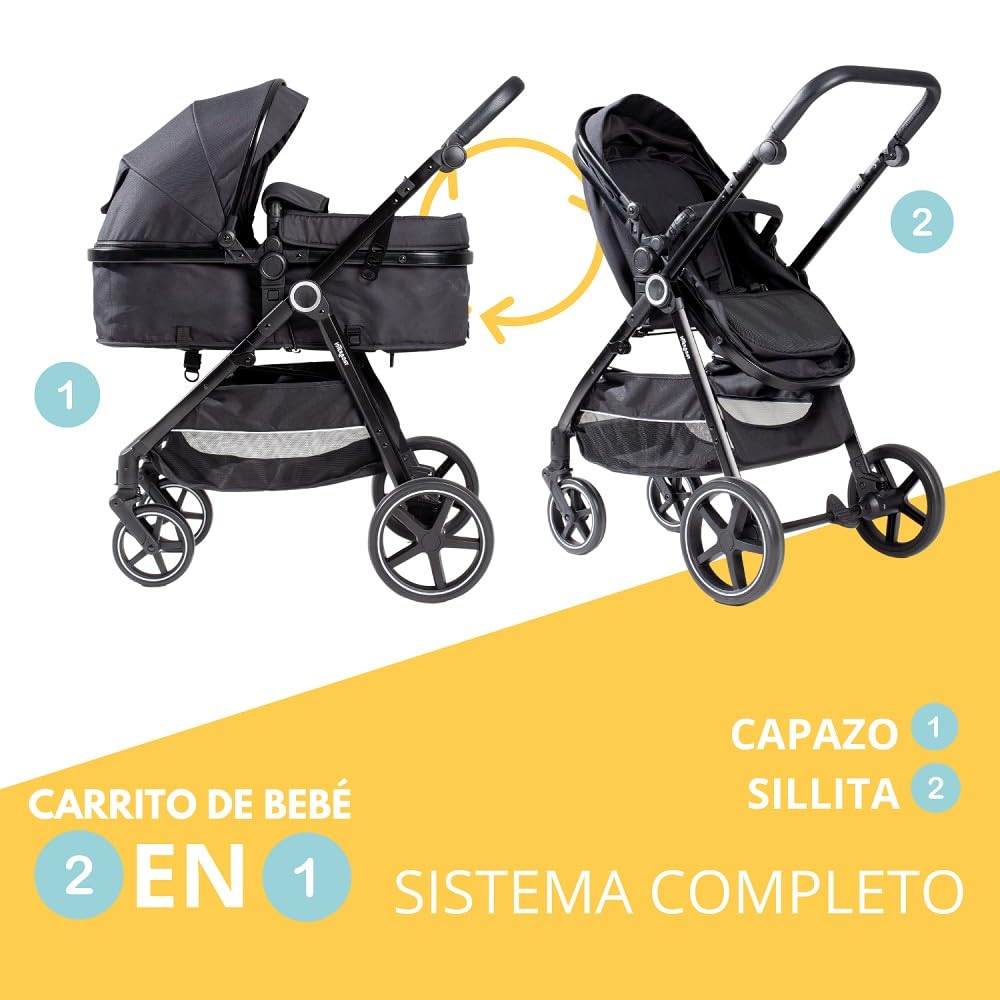Interbaby Versa 2in1 lapsevanker vankrikorviga kuni 22 kg – must
