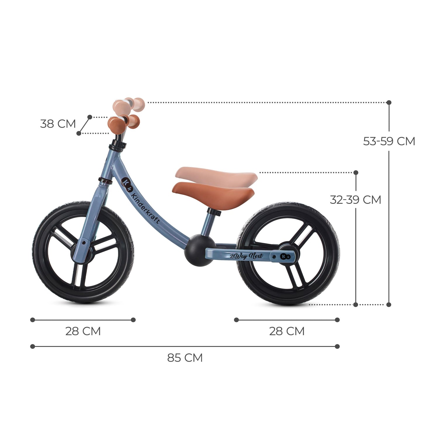 Kinderkraft 2WAY NEXT jooksuratas 12″, sinine (kuni 35 kg)
