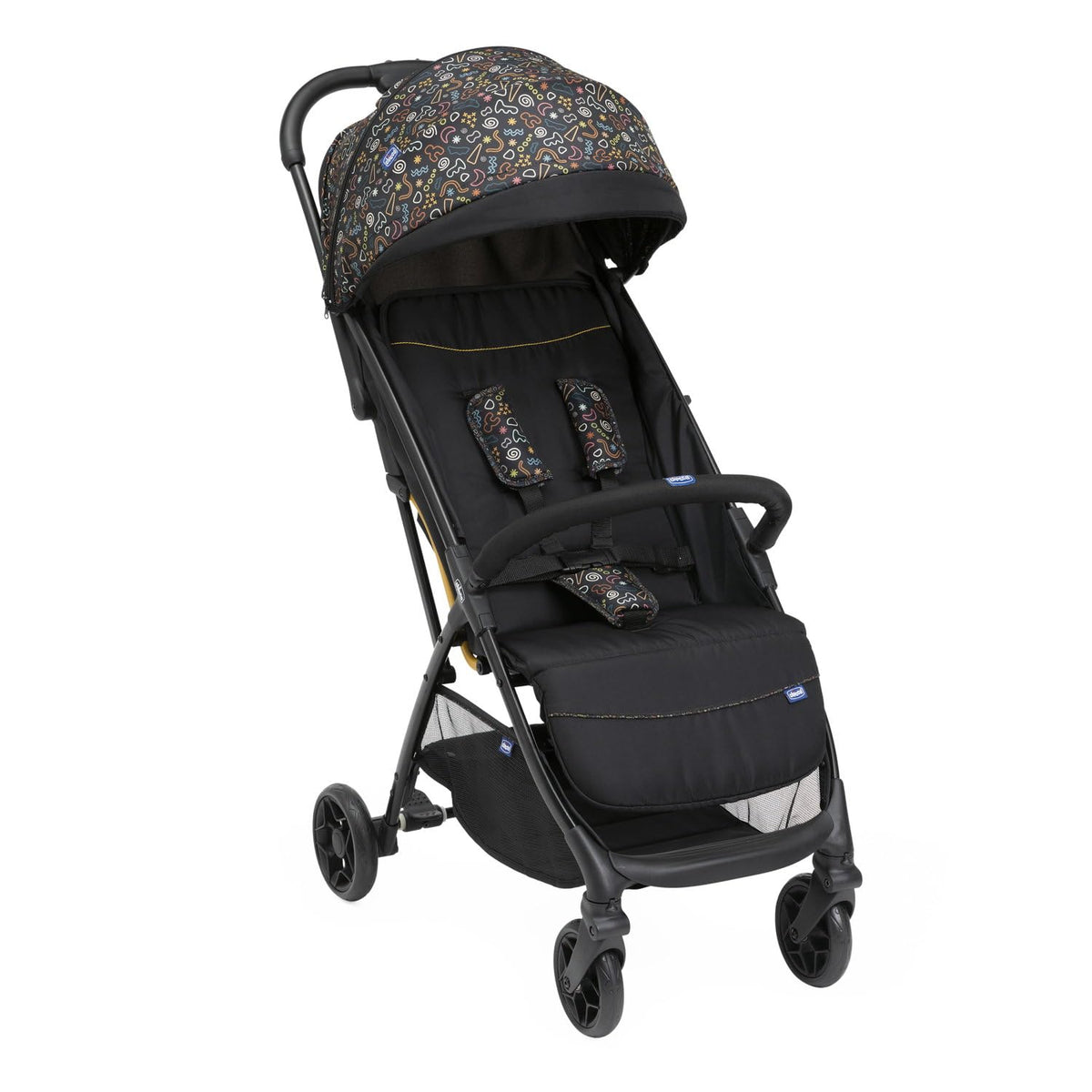 Chicco Glee jalutuskäru, must värvilise mustriga (Playful Black), kuni 22 kg