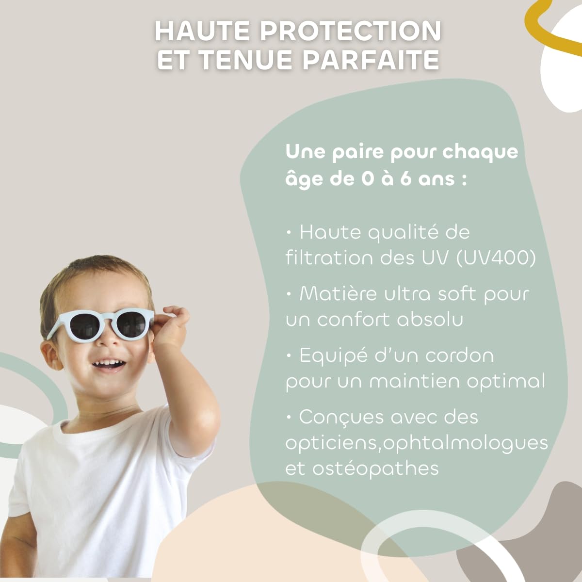 BÉABA beebipäikeseprillid 9–24 kuud, UV400 kaitse, Retro Delight Sage Green